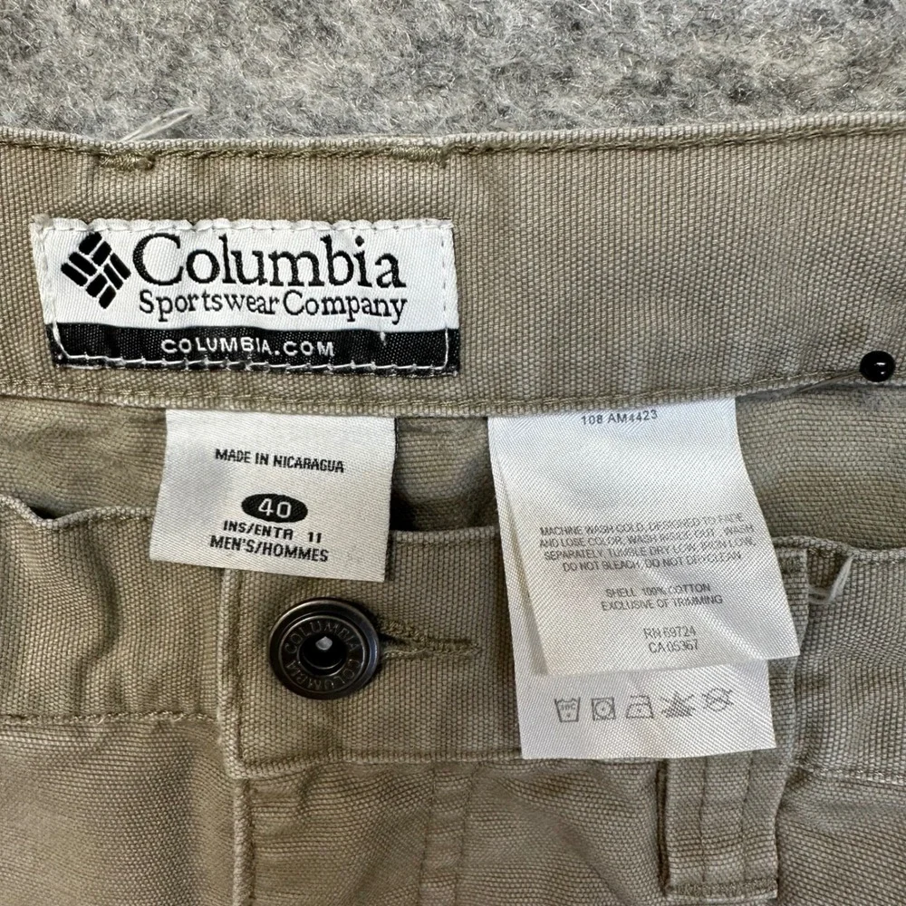 Columbia Carpenter Shorts Mens 38 Khaki Canvas Utility Heavy Duty 00132